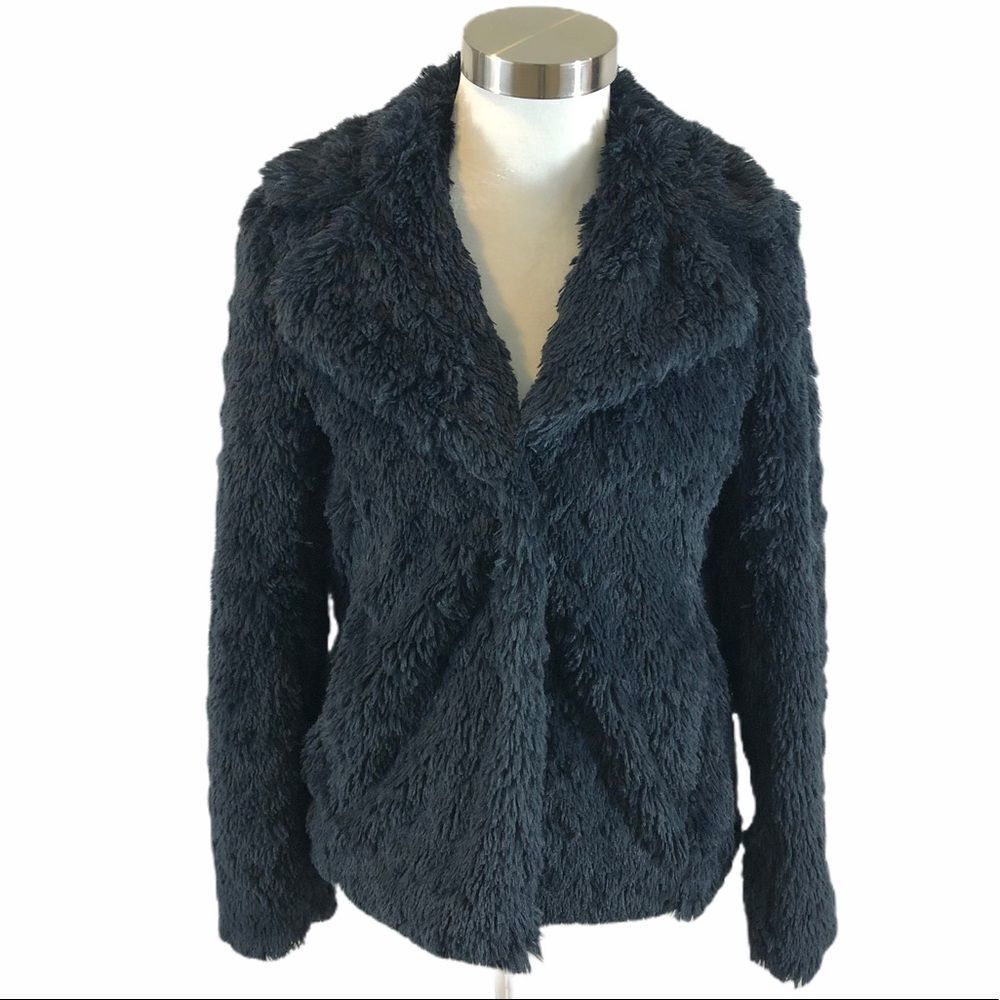 Xhilaration Slate Blue/Grey Faux Fur Coat Small
